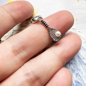 Collar de raqueta de tenis con perla de agua dulce