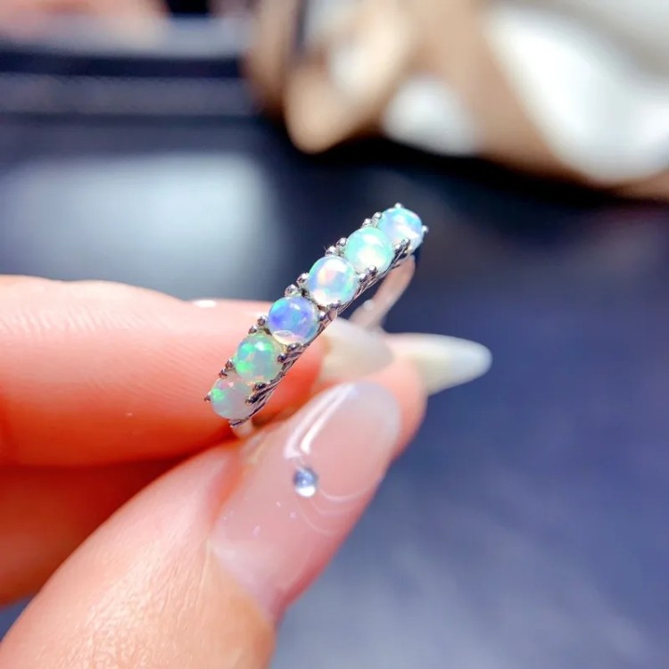 Anillo de compromiso en plata y opalos - anillo promesa