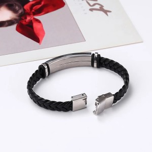 Brazalete para hombre placa trenzado en acero inoxidable